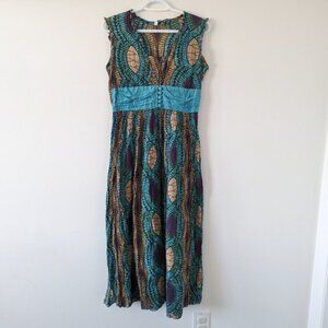 Traditional African Print Womens Maxi Dress Cotton Made in India Size 6
